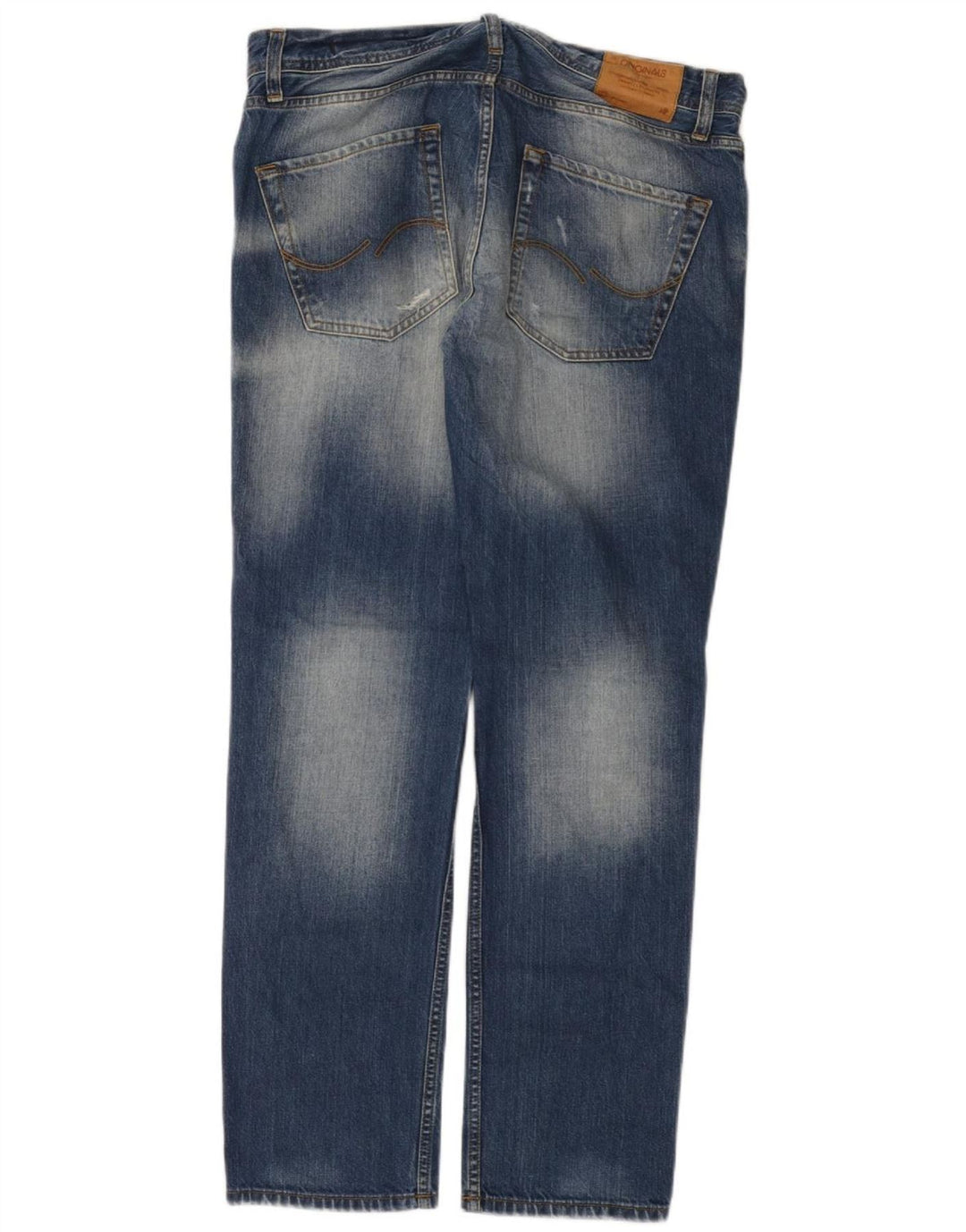 Jack & Jones Herre Distressed Straight Jeans W34 L32 Blå Bomuld