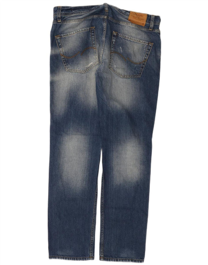 Jack & Jones Herre Distressed Straight Jeans W34 L32 Blå Bomuld