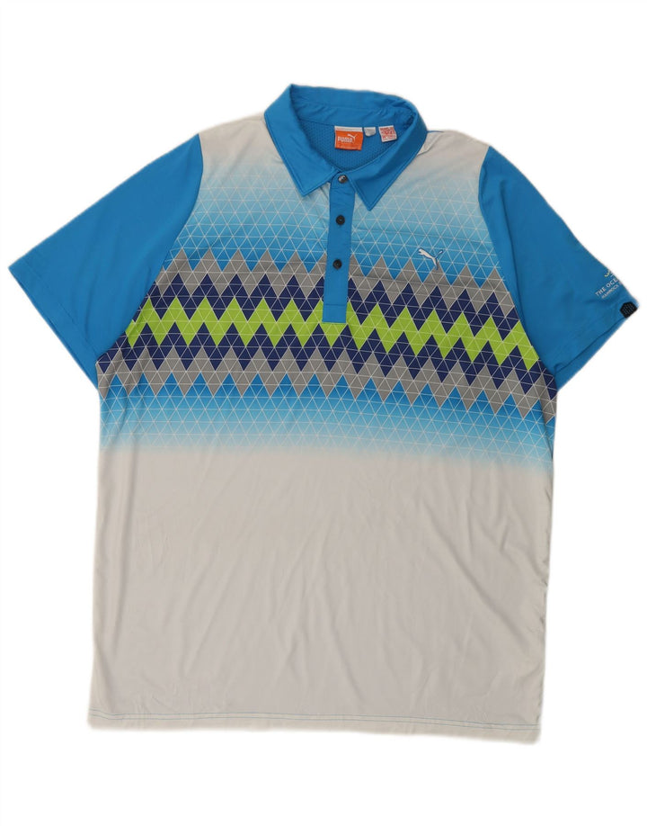 PUMA Poloshirt til mænd XL Blå Colourblock Polyester