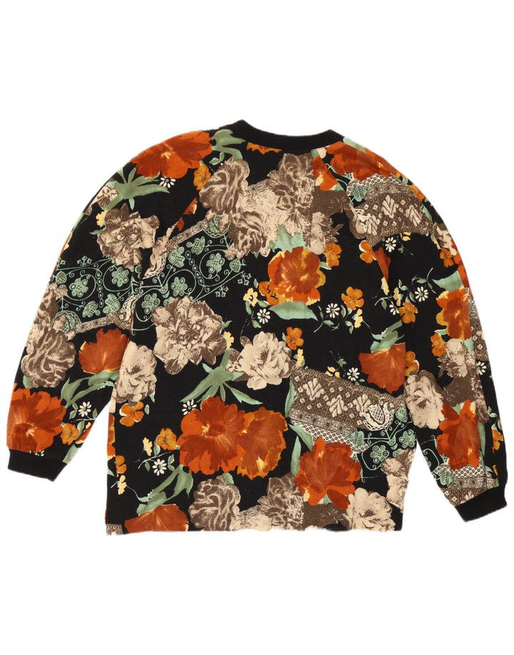 Vintage dame cardigan sweater IT 44 Medium Flerfarvet blomsteruld