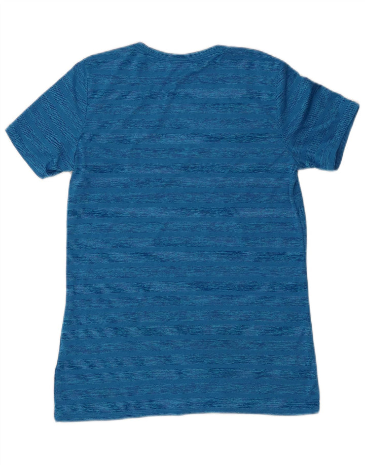 Nike Dame Dri Fit T-Shirt Top UK 12 Mellem blå stribet polyester