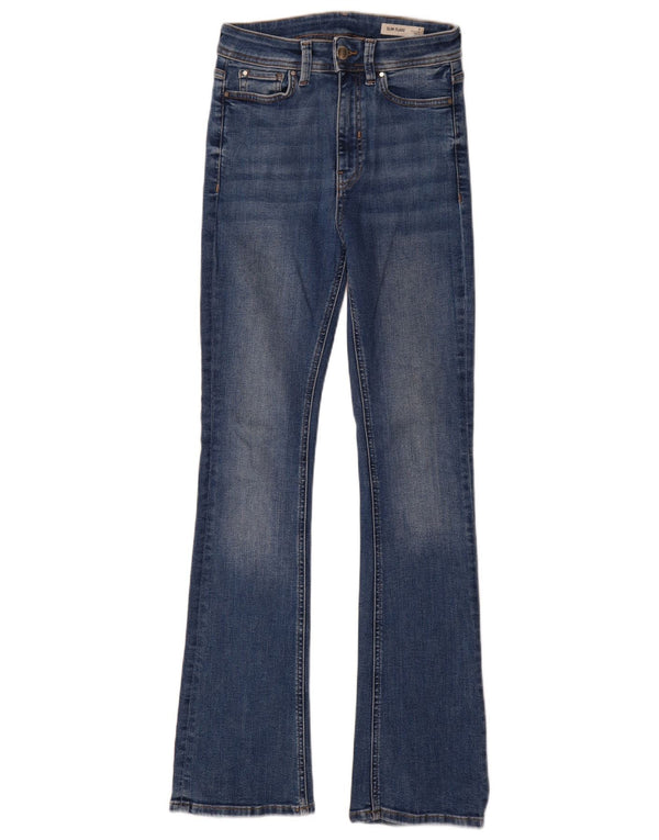 Marks & Spencer Dame Slim Flared Jeans UK 8 Small W26 L34 Blue Bomuld