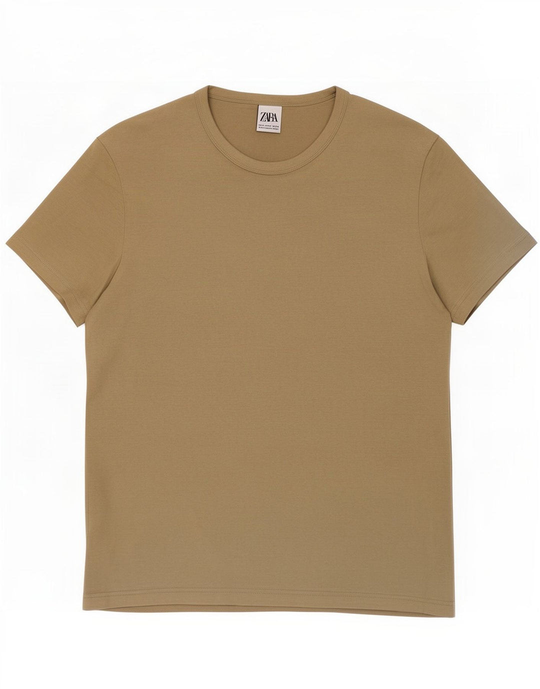 Zara Herre T-shirt Top Medium Beige Bomuld