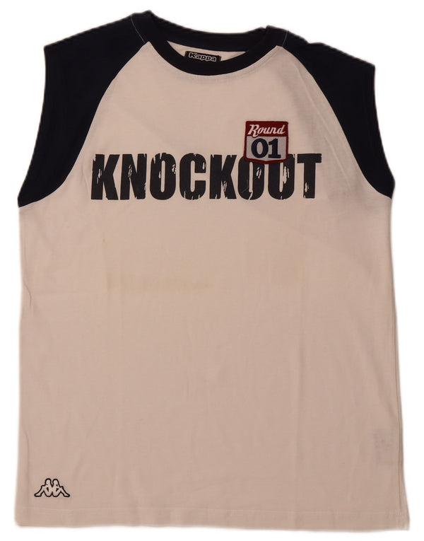 KAPPA Herre Grafisk Vest Top Stor Hvid Colourblock Bomuld