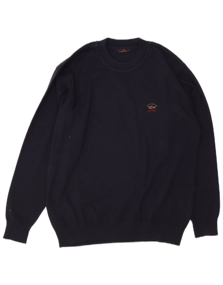 PAUL & SHARK Herre sweater med rund hals, stor marineblå uld