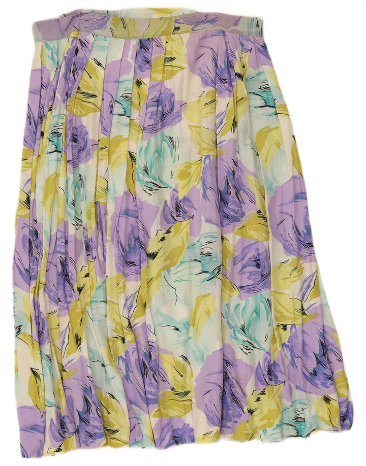 Vintage plisseret nederdel til kvinder W32 Stor flerfarvet blomster