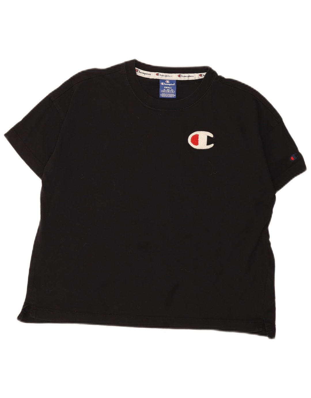 Champion Womens Oversized T-Shirt Top UK 10 Small Black Bomuld