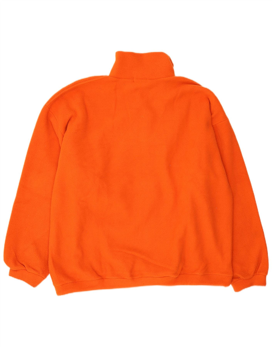 Vintage Herre Button Neck Fleece Jumper XL Orange Polyester