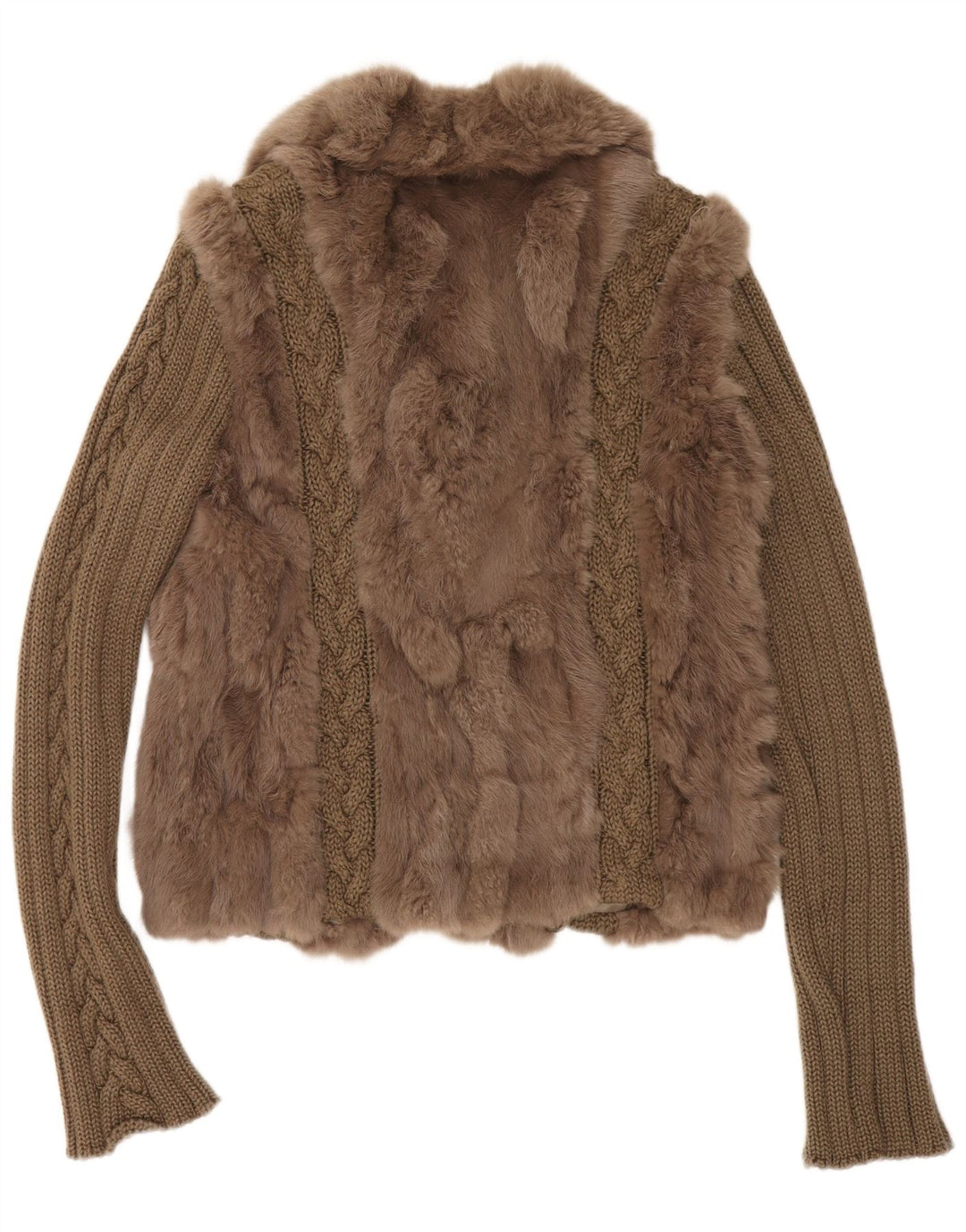 Compagnia Della Moda Dame Pelsjakke IT 48 XL Khaki Colourblock Rabbit