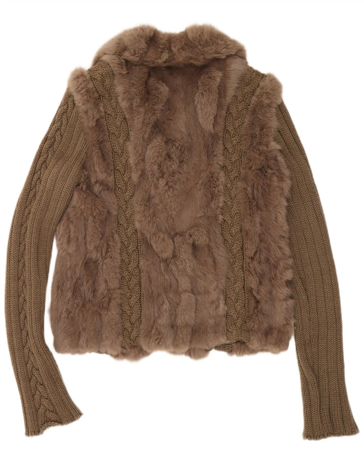 Compagnia Della Moda Dame Pelsjakke IT 48 XL Khaki Colourblock Rabbit