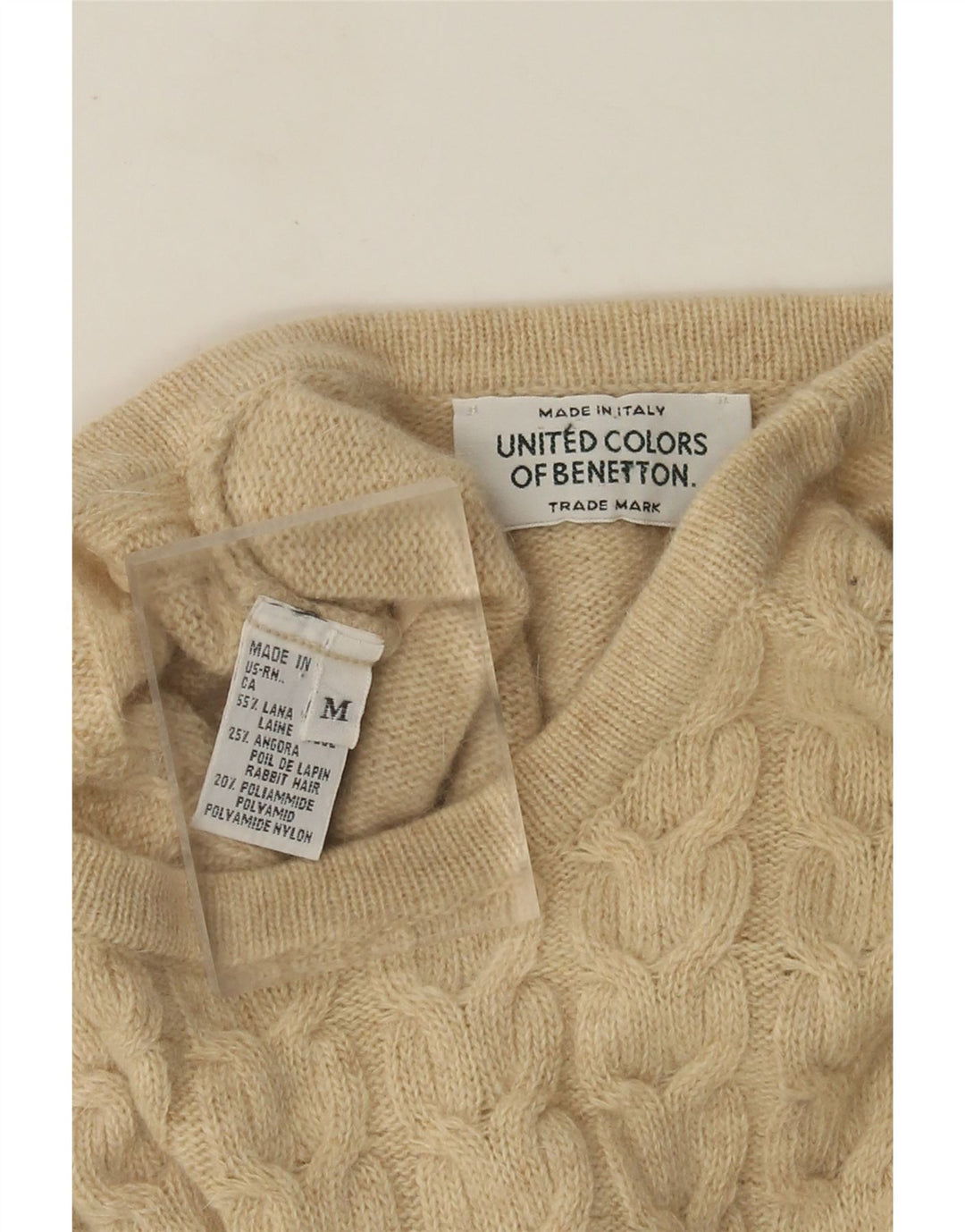 Benetton Dame Jumper Sweater UK 14 Medium Beige Uld