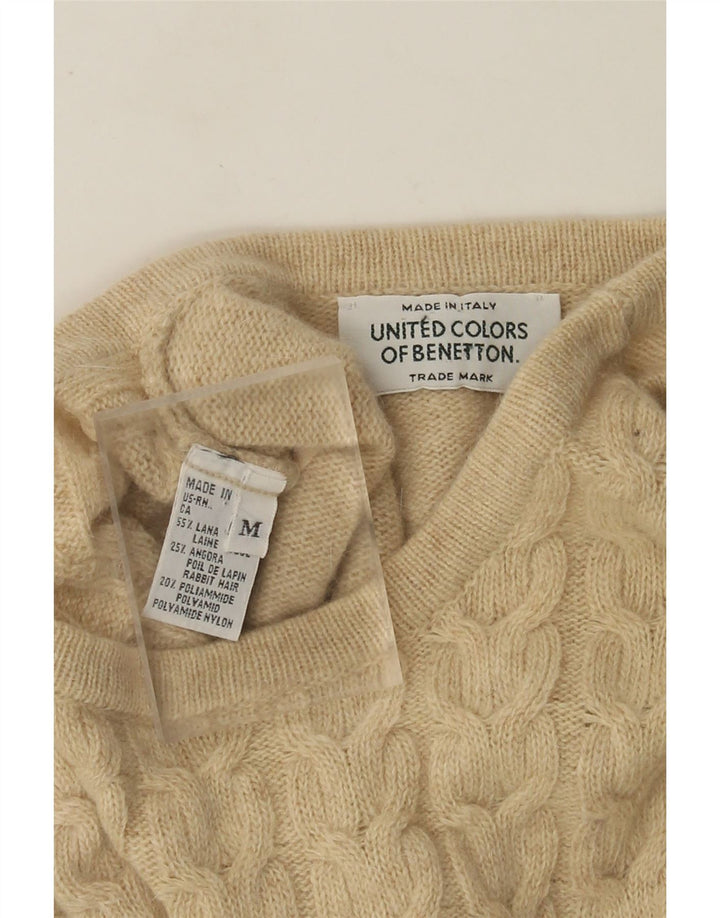 Benetton Dame Jumper Sweater UK 14 Medium Beige Uld
