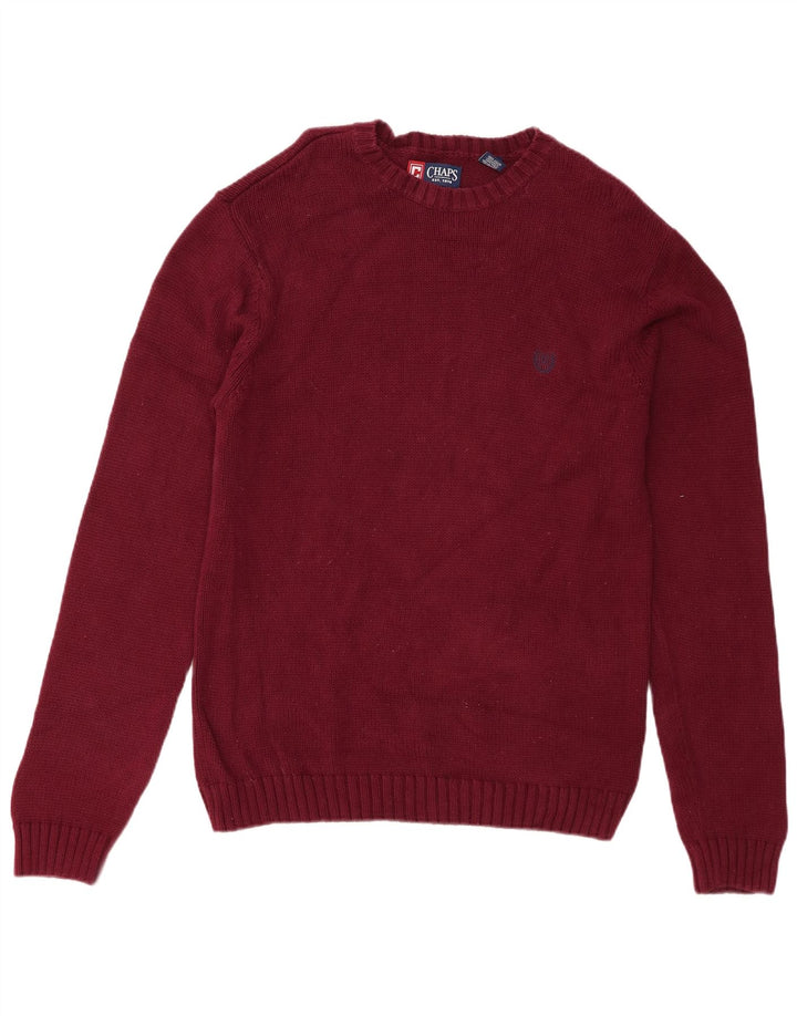 Chaps Herre Regular Fit Crew Neck Jumper Sweater Medium Burgundy Bomuld