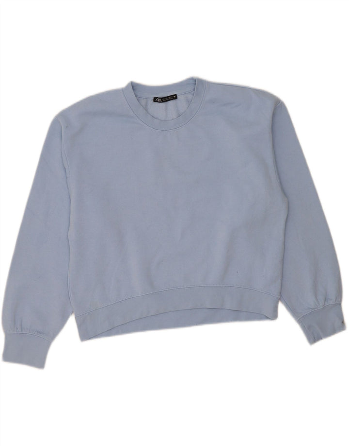 ZARA Womens Sweatshirt Jumper UK 14 Medium Blue Polyester Vintage Zara and Second-Hand Zara from Messina Hembry 