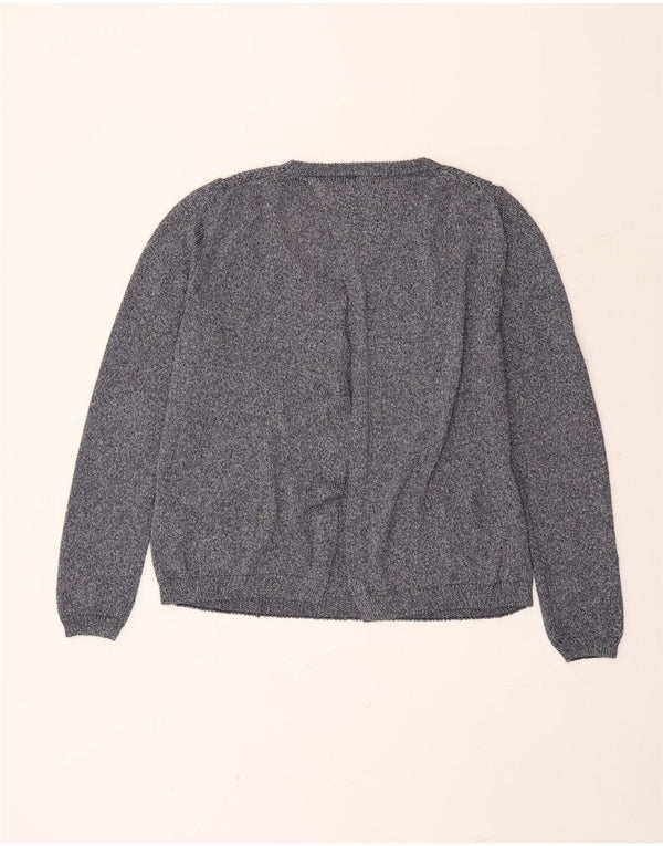 Massimo Dutti Dame Boat Neck Jumper Sweater UK 16 Large Navy Blue Flecked