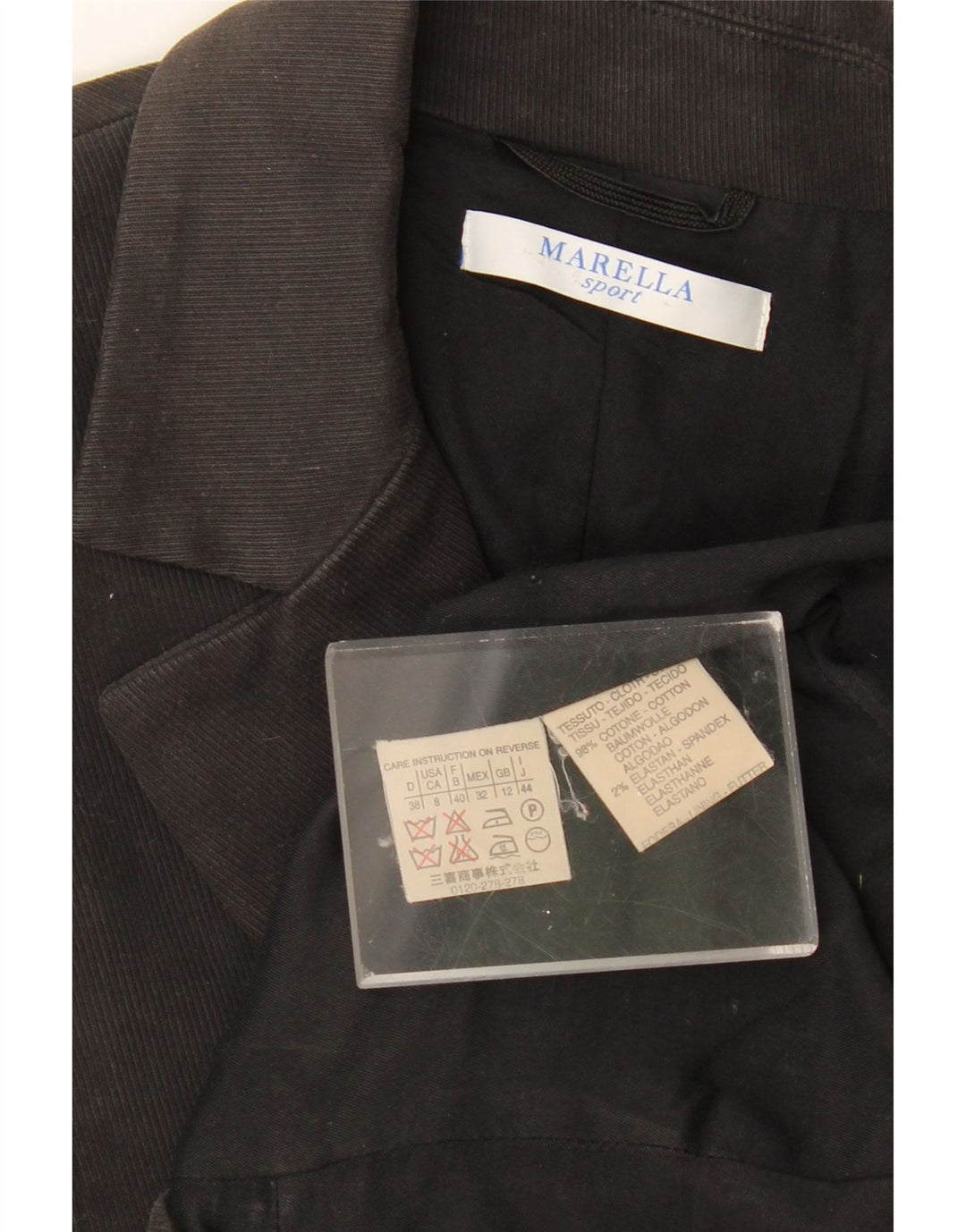 MARELLA Dame 1 Knap Blazer Jakke UK 12 Medium Sort Bomuld