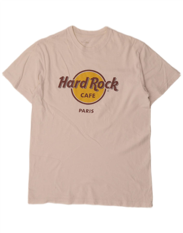 Hard Rock Cafe Herre Paris Grafisk T-Shirt Top Medium Hvid