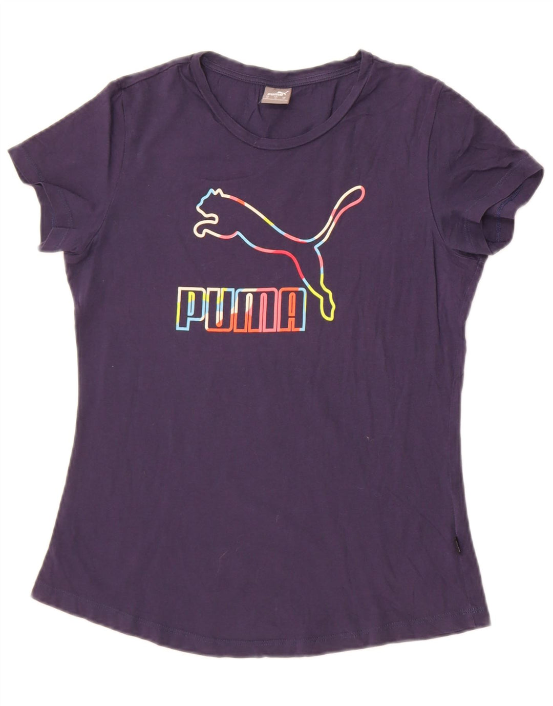 Puma Grafisk T-shirt top til kvinder UK 12 Medium Navy Blue