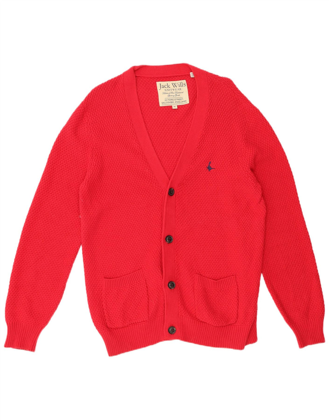 JACK WILLS Herre cardigan sweater Medium rød bomuld