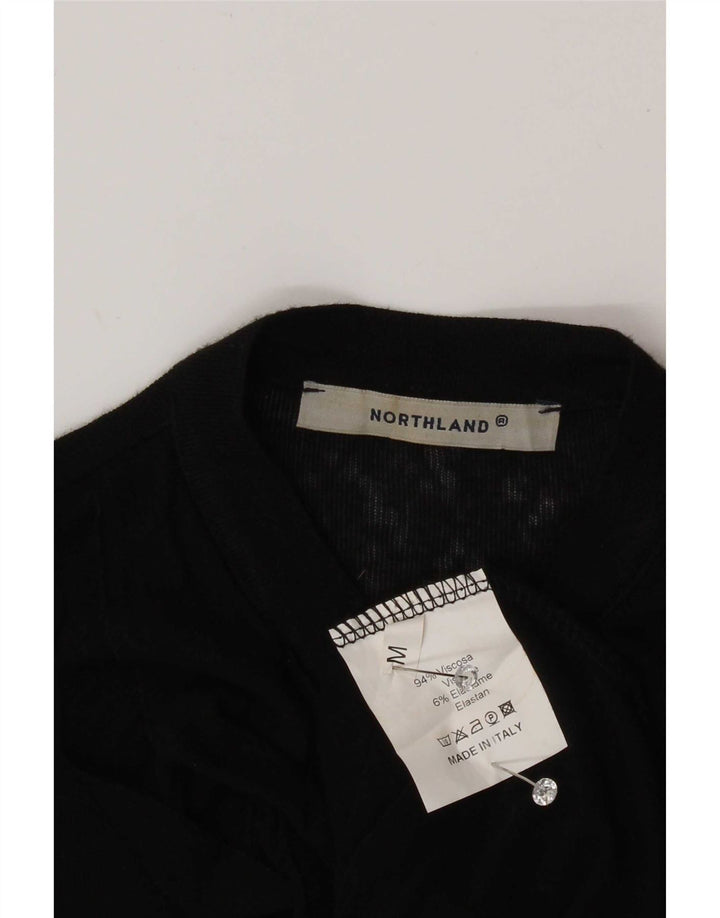 Northland Dame Langærmet Flæse Front Bluse Top UK 12 Medium Sort