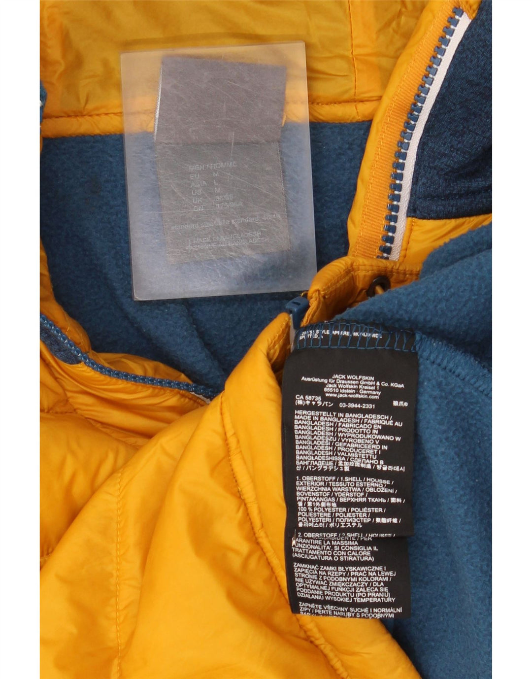 Jack Wolfskin Herre Bomber Jacket UK 36/38 Medium Yellow Polyester