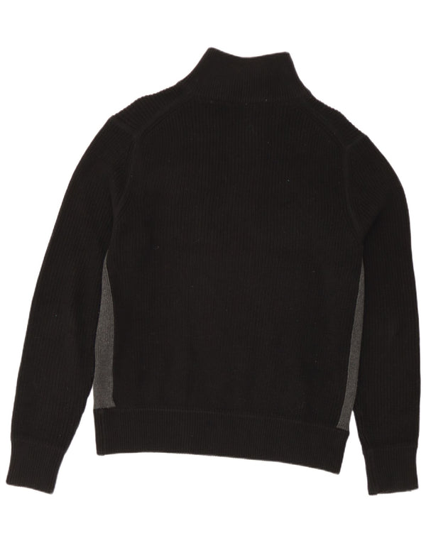 Guess Herre Zip Neck Jumper Sweater UK 36 Small Black Colourblock Bomuld