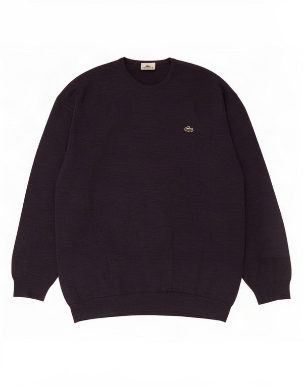 Lacoste Herre Crew Neck Jumper Sweater Størrelse 8 3XL Navy Blue New Wool