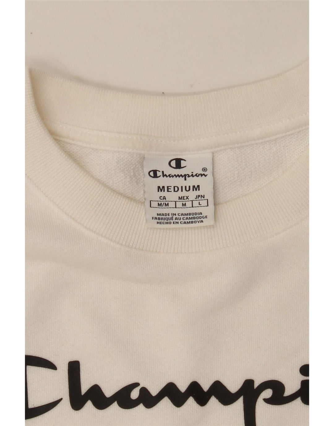 CHAMPION Womens Graphic Sweatshirt Jumper UK 14 Medium White Vintage Champion and Second-Hand Champion from Messina Hembry 