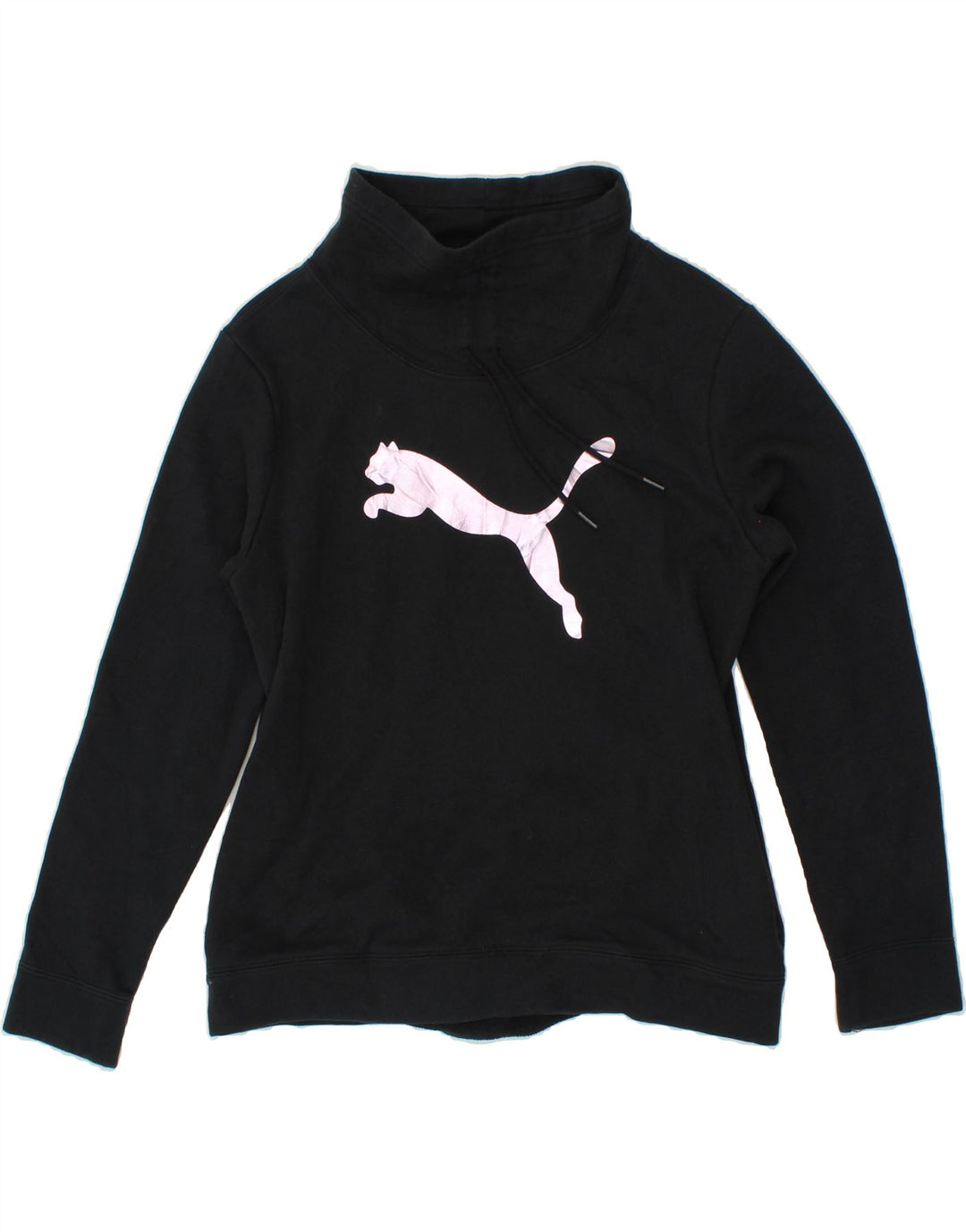 PUMA Womens Graphic Sweatshirt Jumper UK 14 Large Black Cotton Vintage Puma and Second-Hand Puma from Messina Hembry 