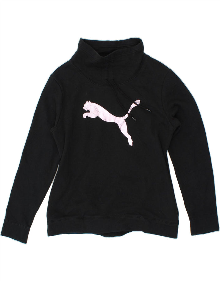 PUMA Womens Graphic Sweatshirt Jumper UK 14 Large Black Cotton Vintage Puma and Second-Hand Puma from Messina Hembry 