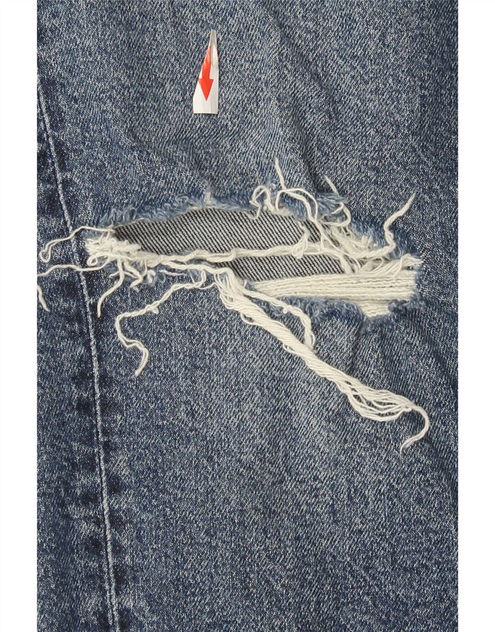 Zara Dame Distressed Straight Jeans EU 40 Medium W30 L28 Blå Bomuld