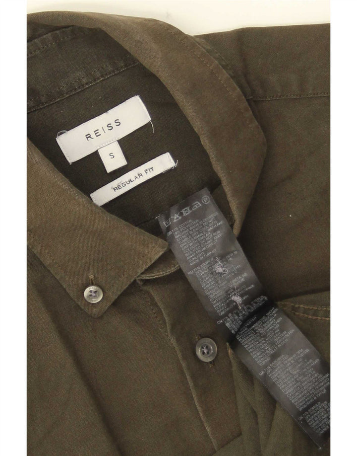 Reiss Herre Regular Fit skjorte, lille Khaki Bomuld