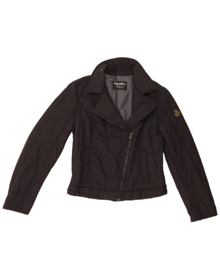 Refrigiwear Womens Biker Jacket UK 12 Medium Black Nylon