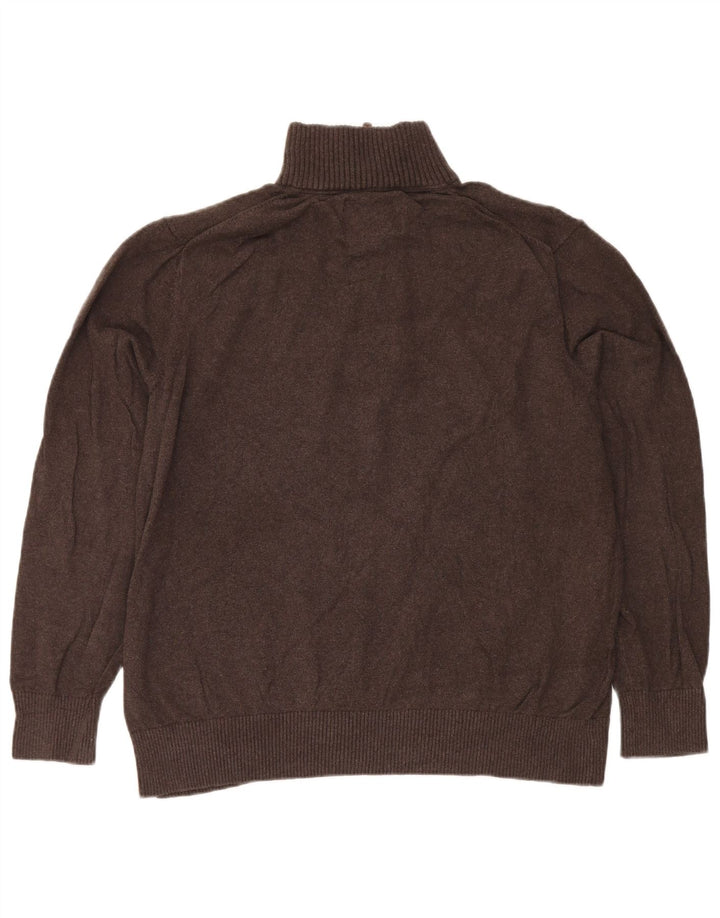Eddie Bauer Herre Zip Neck Jumper Sweater XL Brun Bomuld