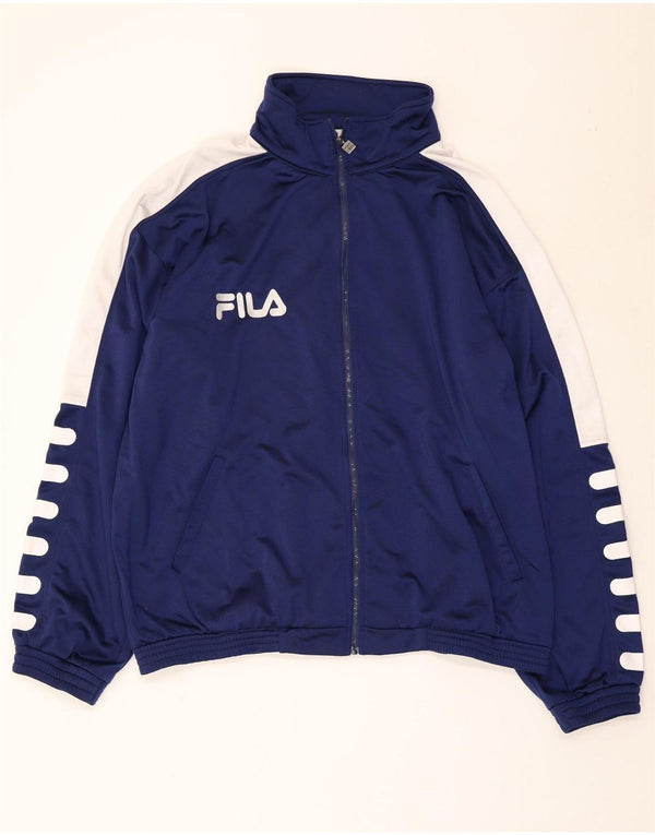FILA Grafisk træningsdragt til mænd Topjakke 2XL Marineblå Colourblock Polyester