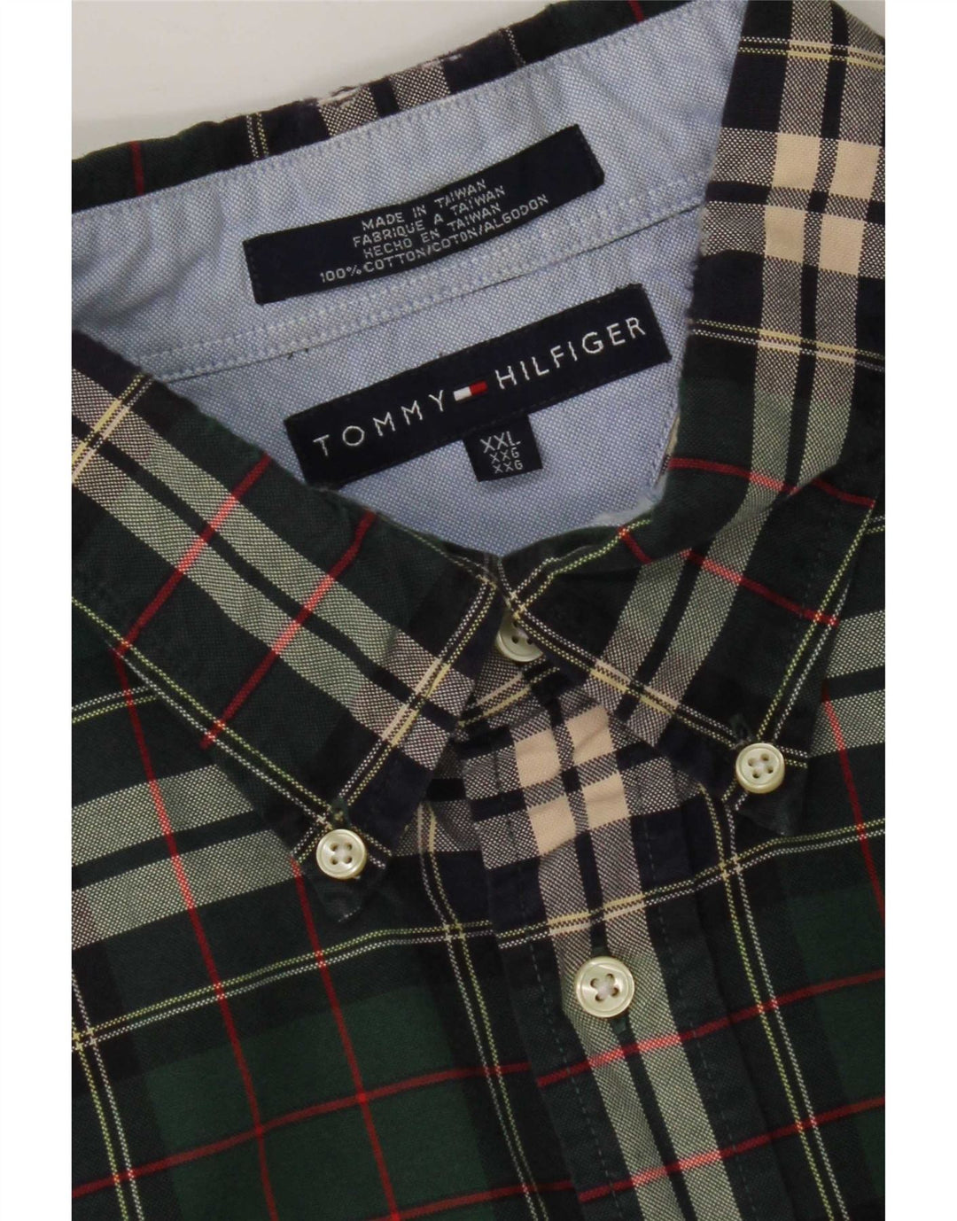 Tommy Hilfiger Herre Flanellskjorte 2XL Grøn Ternet Bomuld