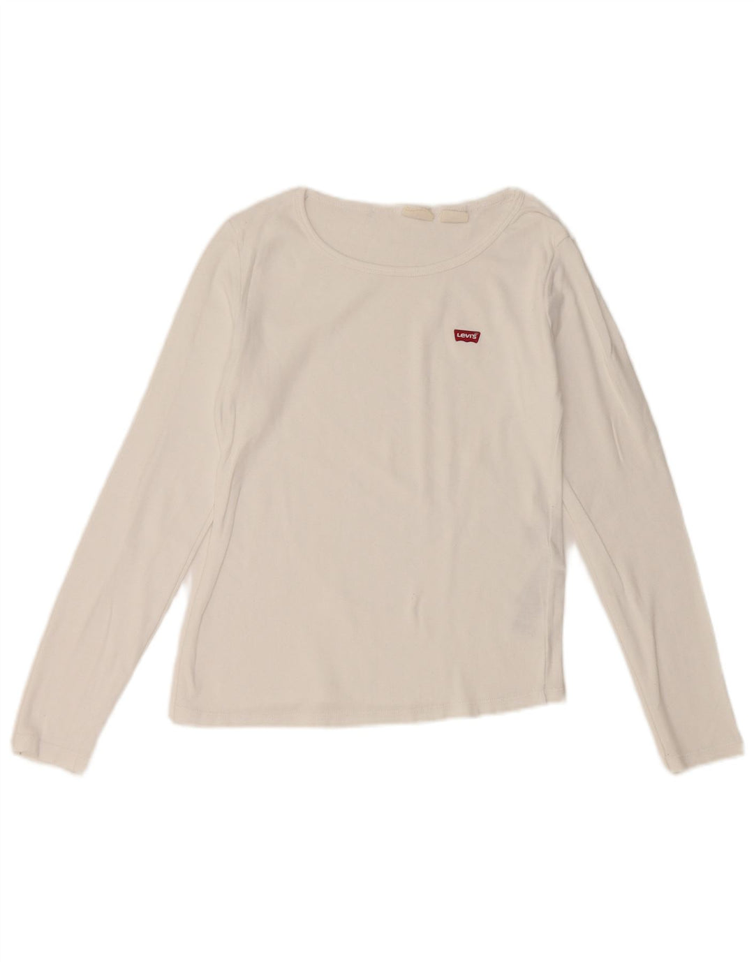 LEVI'S Dame Crop Top Langærmet UK 10 Small White Bomuld