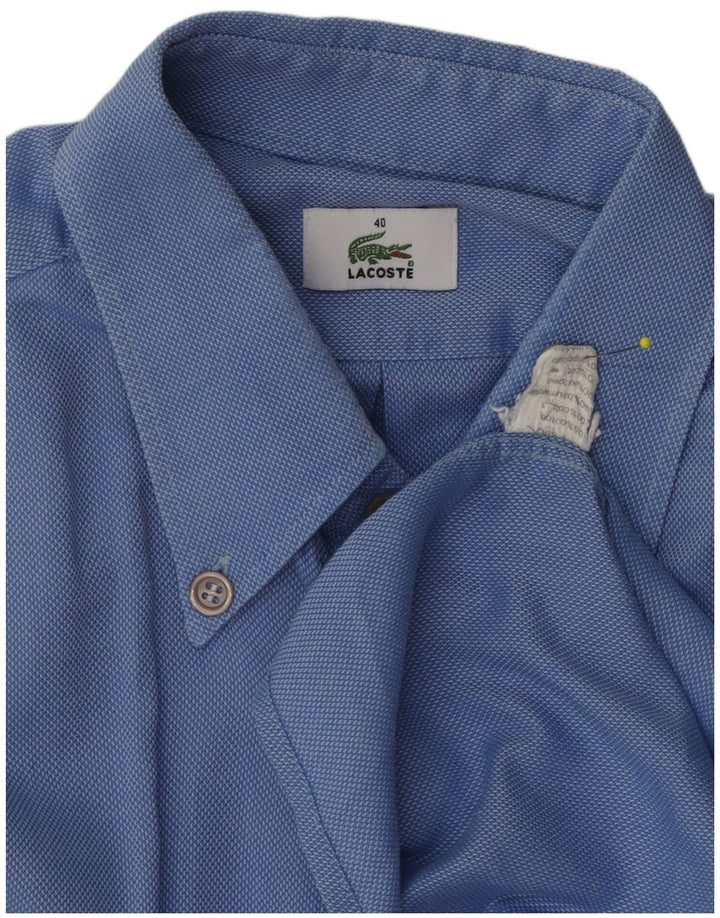Lacoste Kortærmet Herreskjorte Størrelse 40 Medium Blå Bomuld