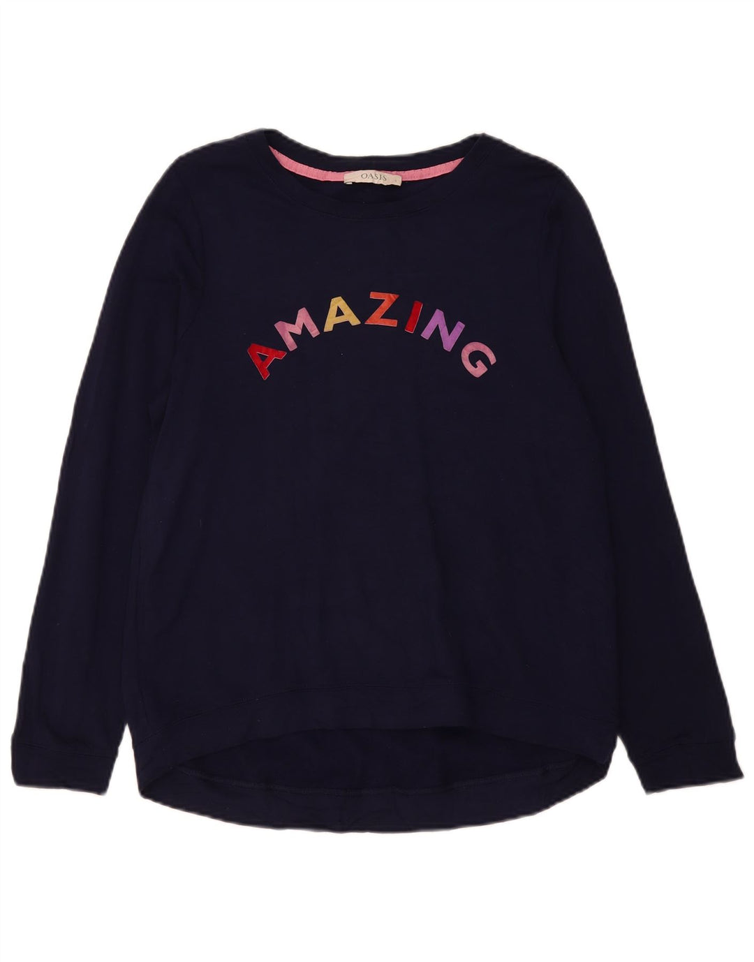 Oasis Womens Grafisk Oversized Sweatshirt Jumper UK 10 Small Navy Blue