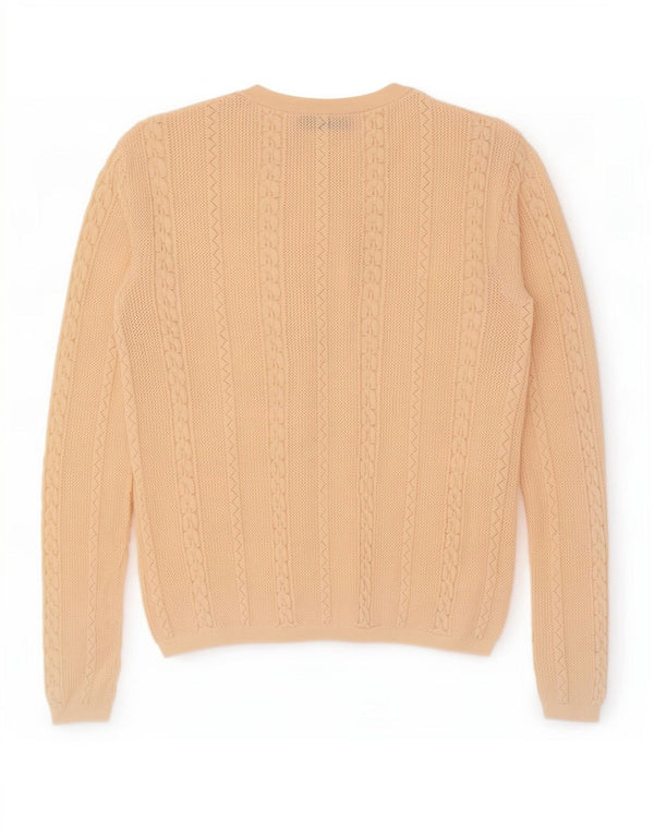 Zara Dame Button Neck Jumper Sweater UK 12 Medium Beige