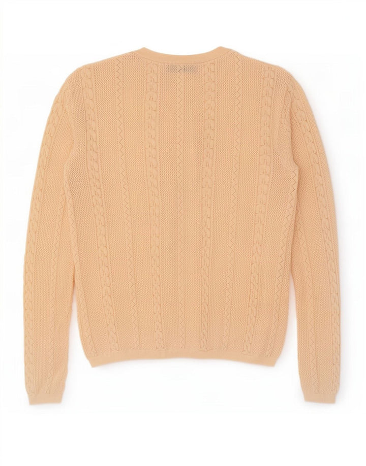 Zara Dame Button Neck Jumper Sweater UK 12 Medium Beige