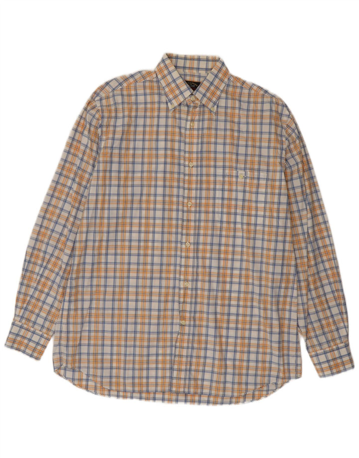 Paul & Shark Herre Yachting Shirt Størrelse 42 Large Orange Ternet Bomuld