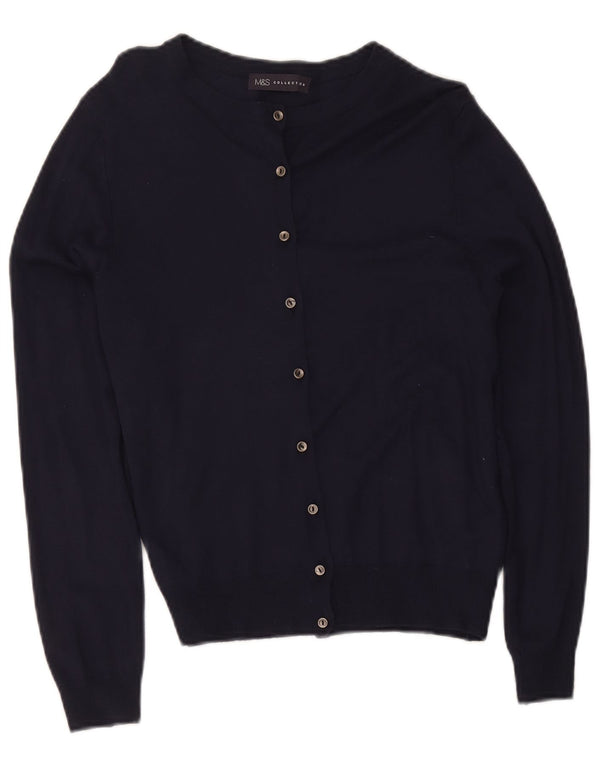 Marks & Spencer Dame Cardigan Sweater UK 14 Large Navy Blue Viscose