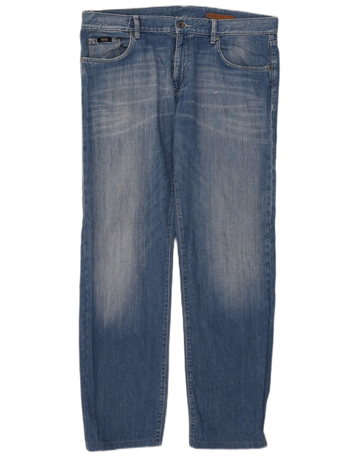 Hugo Boss Straight Jeans til mænd W38 L34 Blå Bomuld