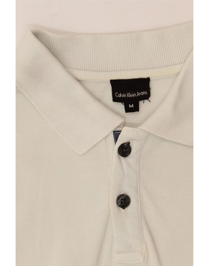CALVIN KLEIN JEANS Mens Polo Shirt Medium White Cotton Vintage Calvin Klein Jeans and Second-Hand Calvin Klein Jeans from Messina Hembry 