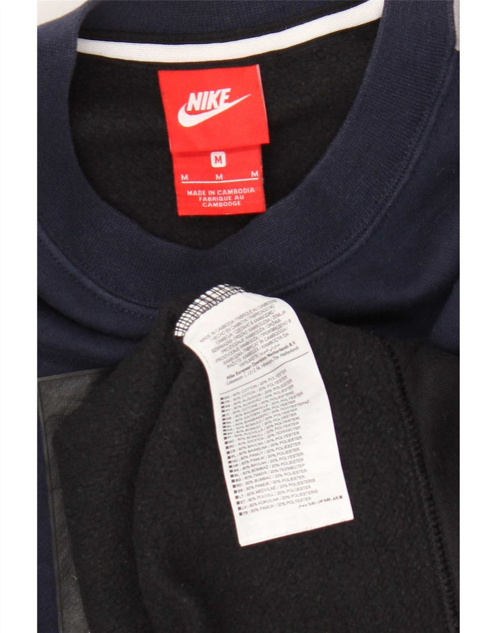 Nike Herre grafisk sweatshirt Jumper Medium Navyblå Colourblock Bomuld