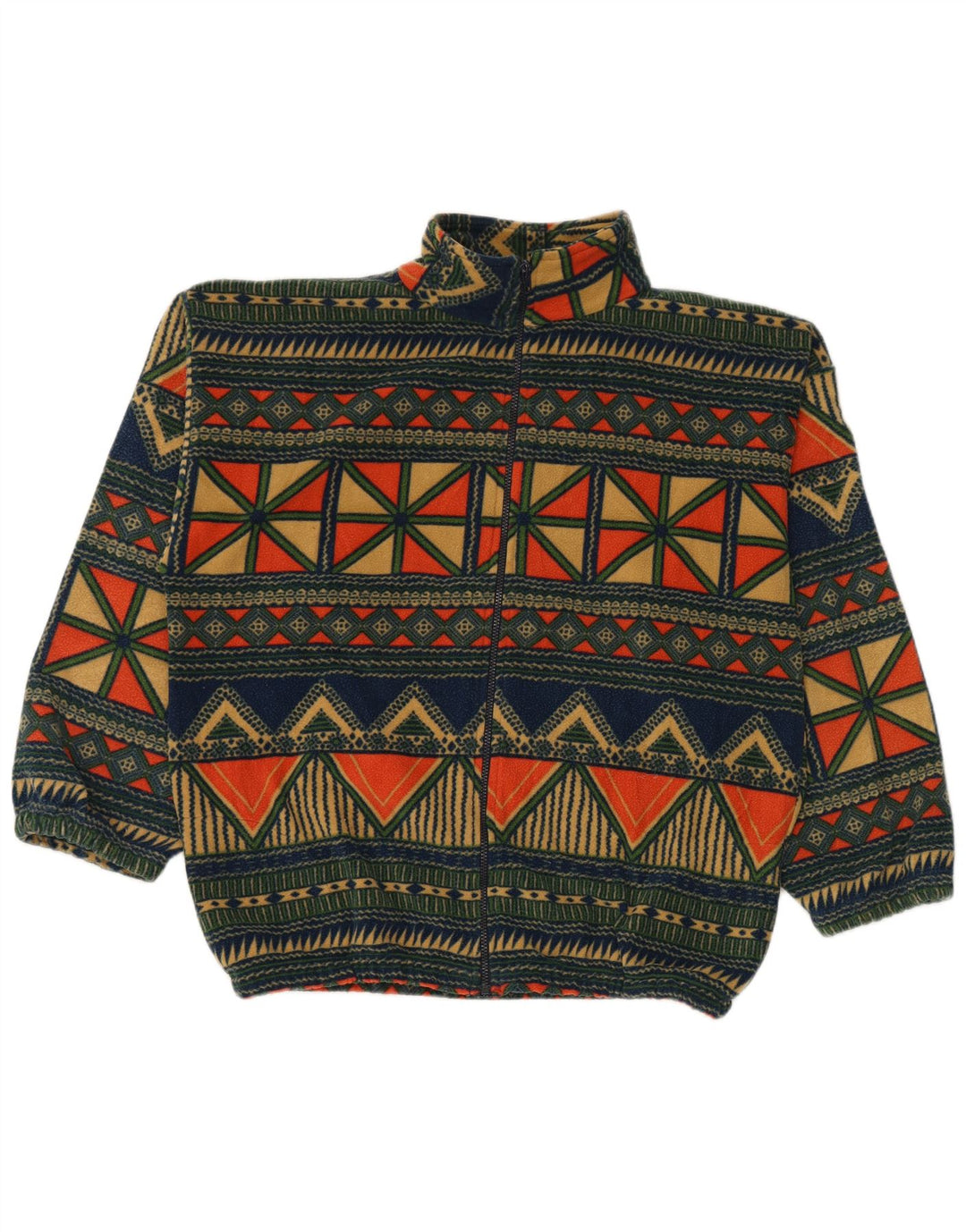 VINTAGE Fleecejakke til mænd UK 42 XL Flerfarvet geometrisk polyester