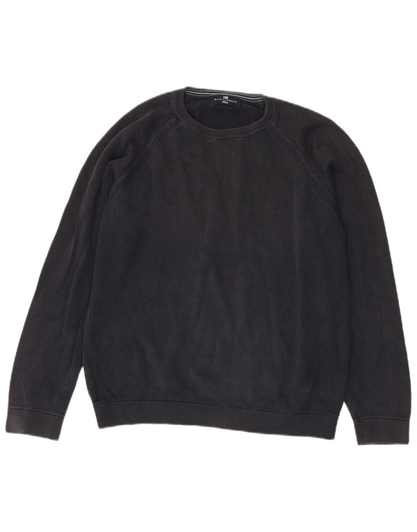 MARKS & SPENCER Herre Blue Harbor Sweatshirt Jumper lille marineblå bomuld
