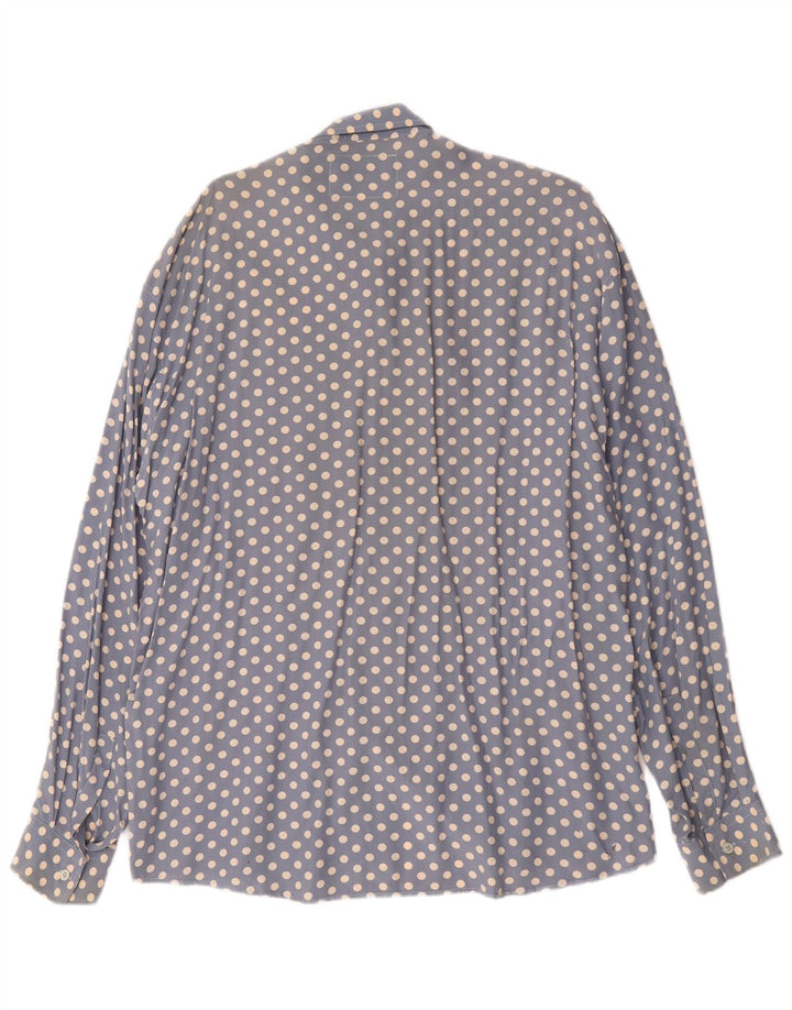 Vintage herreskjorte XL Blå Polka Dot Viscose