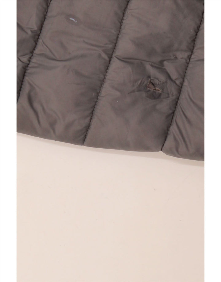 MICHAEL KORS Dame hætte polstret frakke UK 16 Stor grå nylon